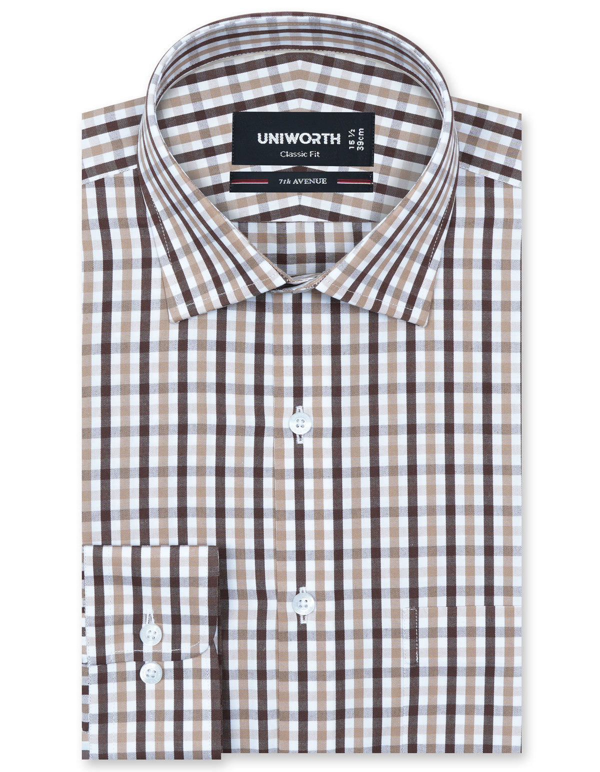 Check D Brown Classic Fit Shirt FS1119RF-14.5