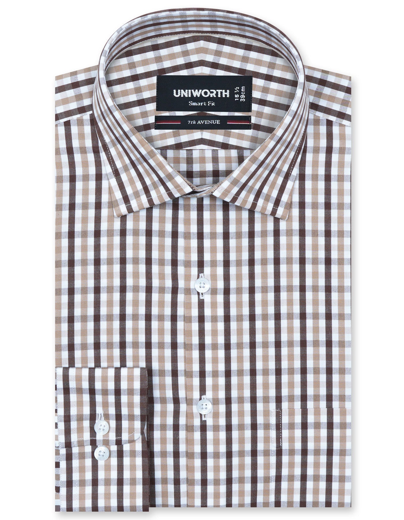 Check D Brown Tailored Smart Fit Shirt FS1119SF-14.5