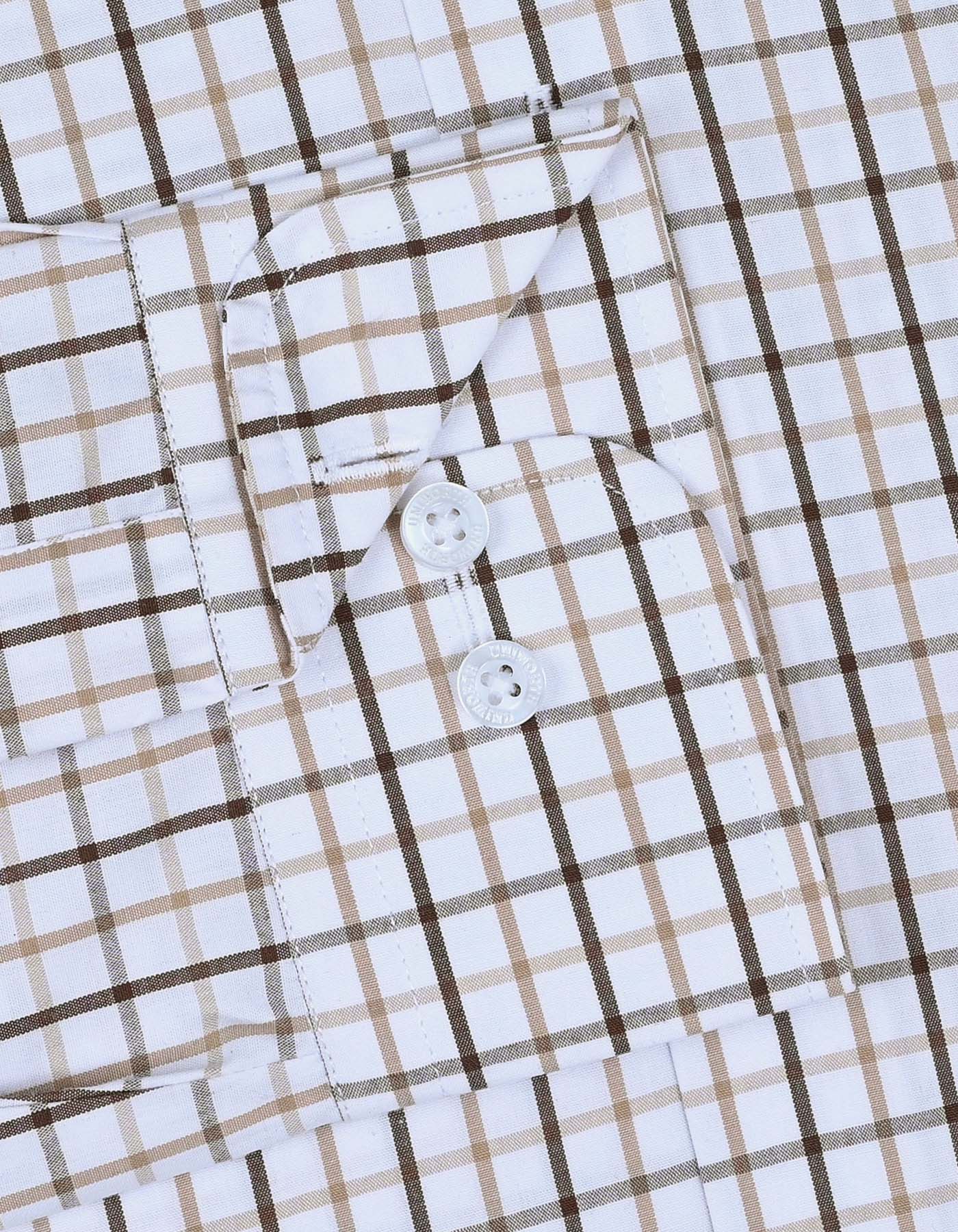 Check Beige Tailored Smart Fit Shirt FS1123SF-15.5