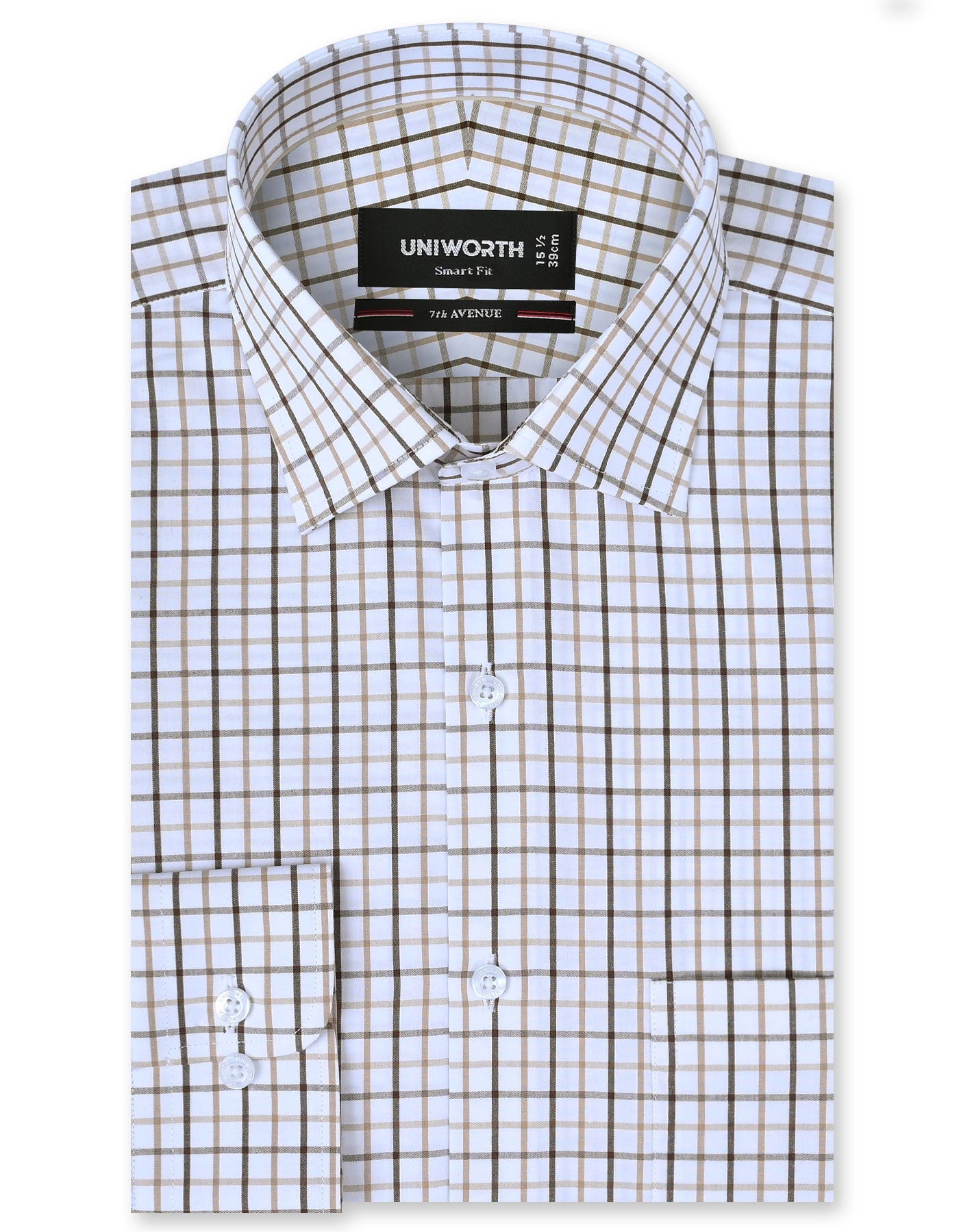Check Beige Tailored Smart Fit Shirt FS1123SF-14.5