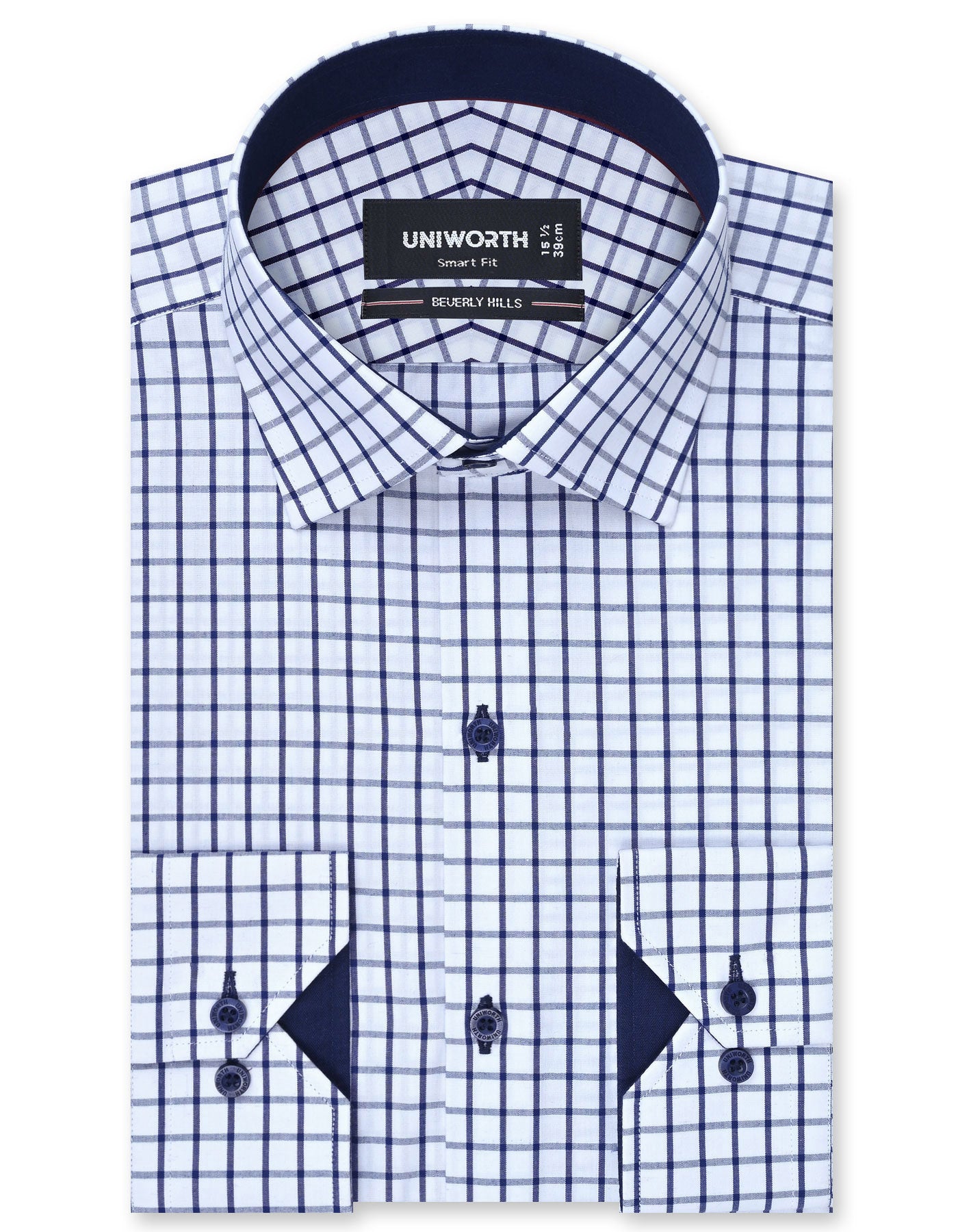 Check Navy Smart Fit Shirt FS1124SF-14.5