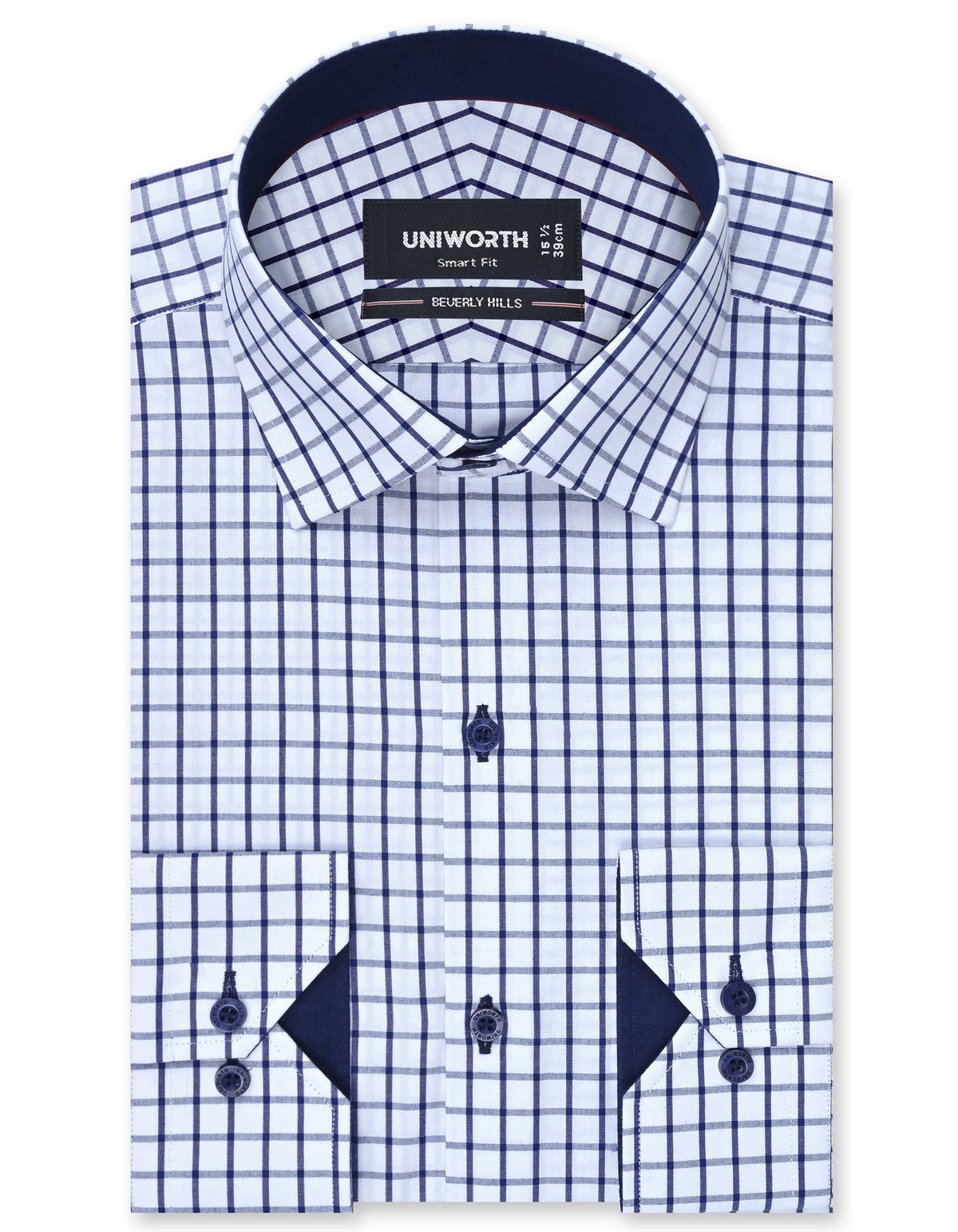 Check Navy Smart Fit Shirt FS1124SF-14.5