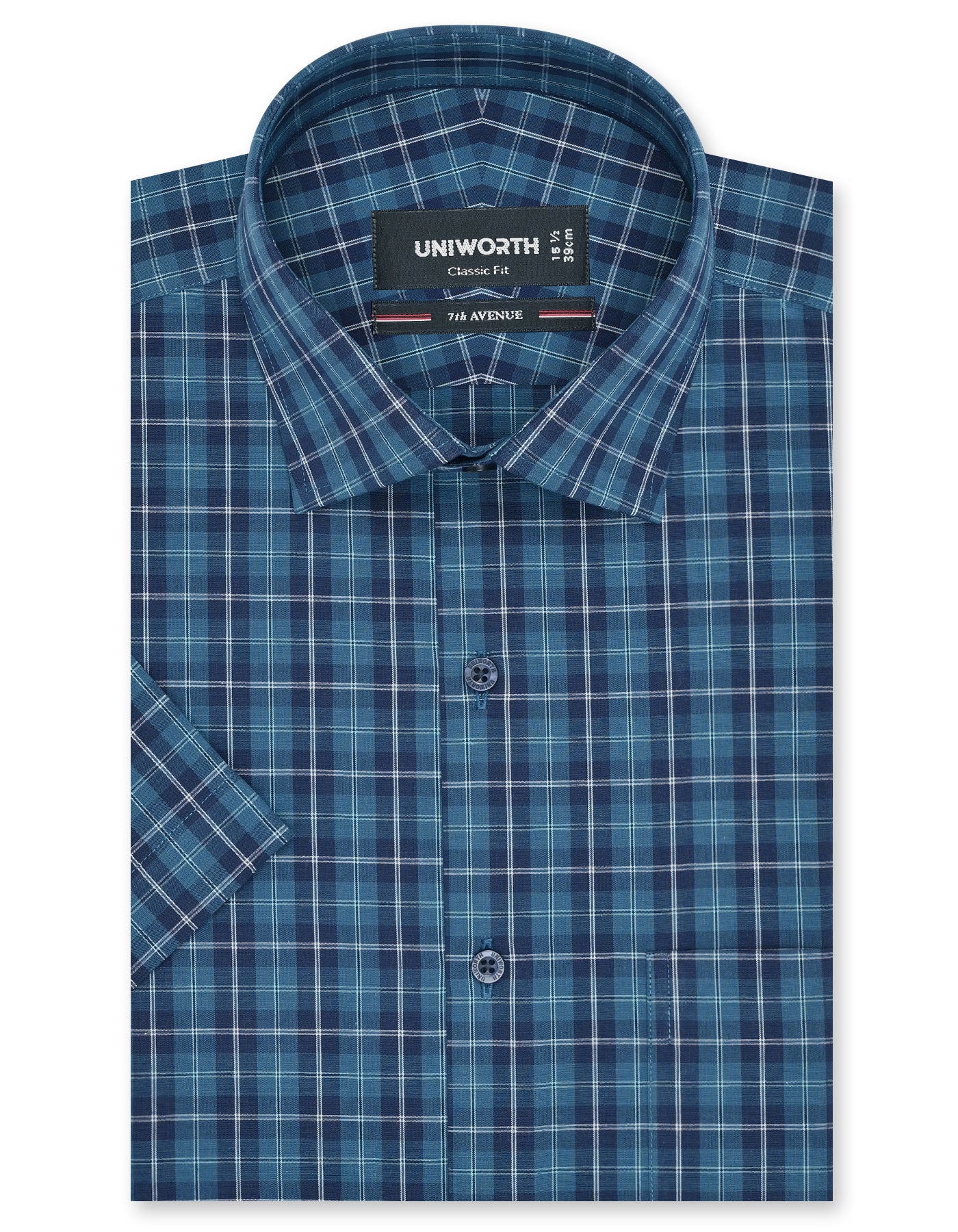 Check Turquoise Classic Fit Shirt FS1135RH-14.5