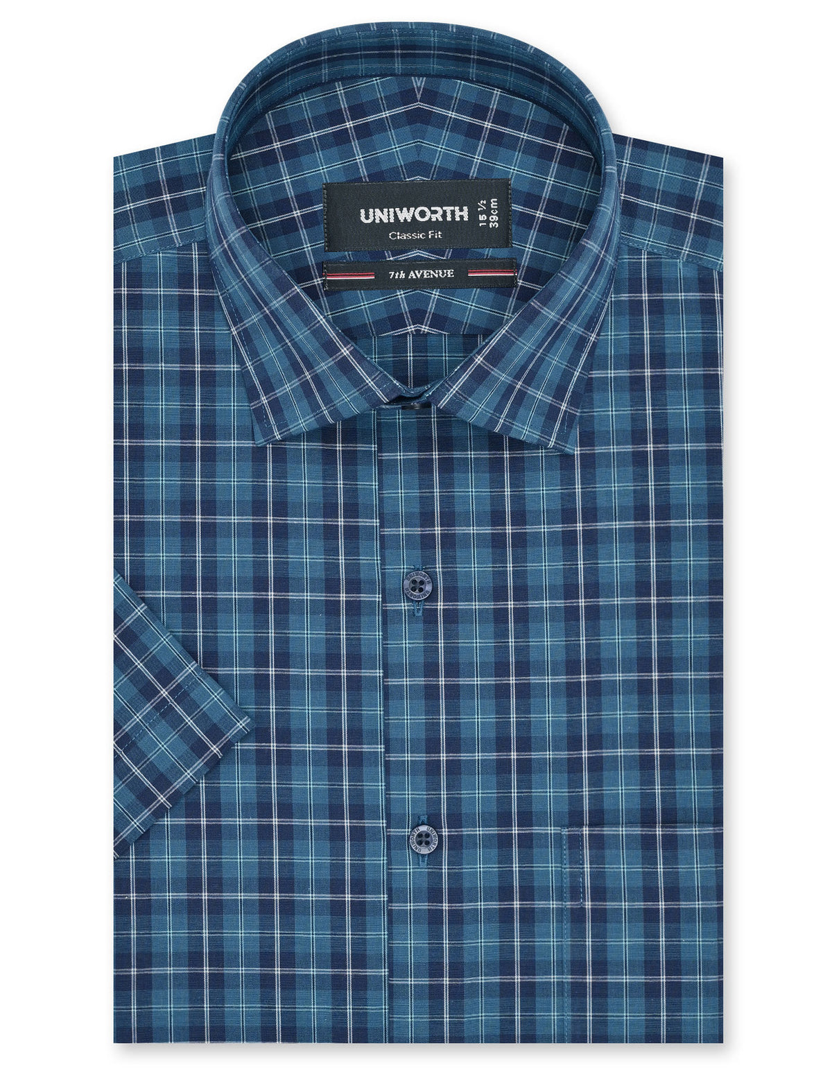 Check Turquoise Classic Fit Shirt FS1135RH-14.5
