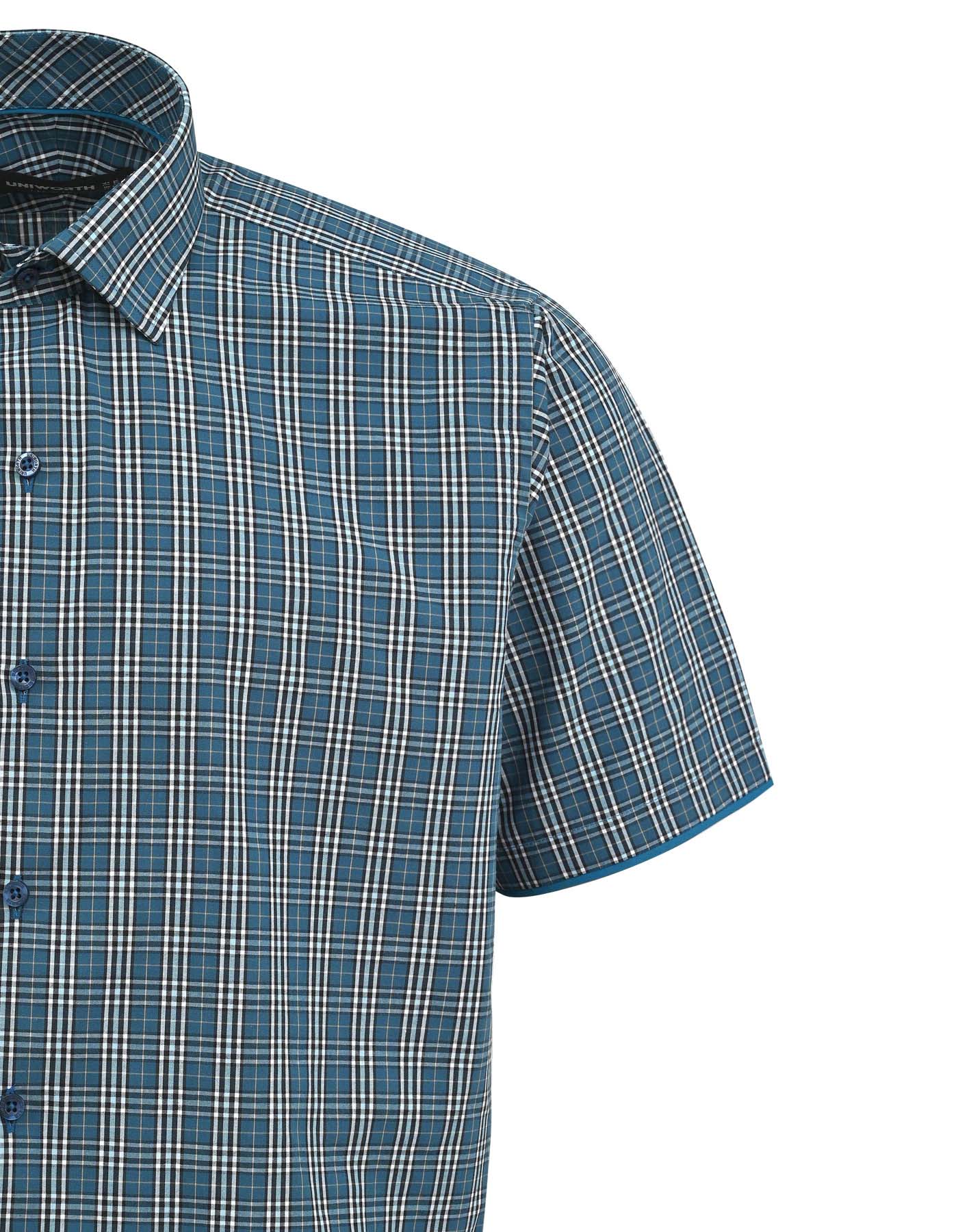Check Teal Smart Fit Shirt FS1141SH-15.5