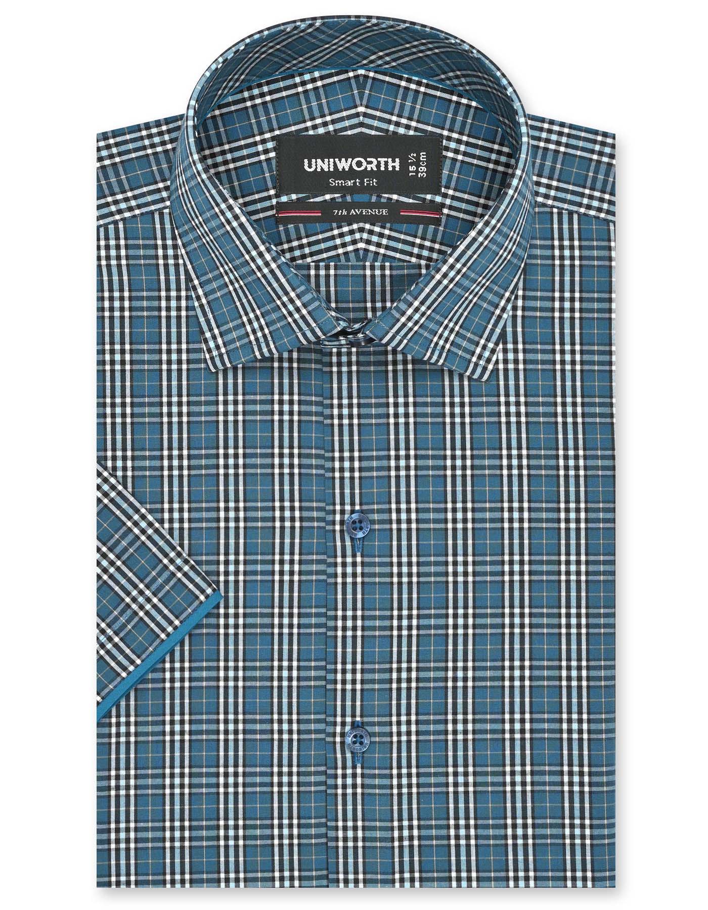 Check Teal Smart Fit Shirt FS1141SH-14.5