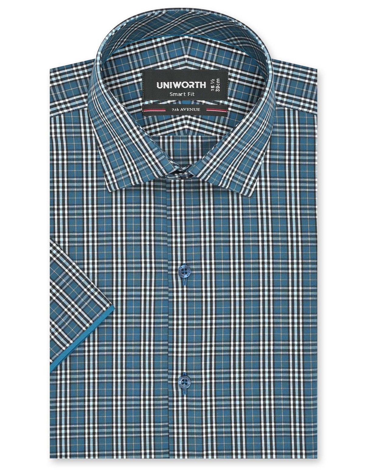 Check Teal Smart Fit Shirt FS1141SH-14.5