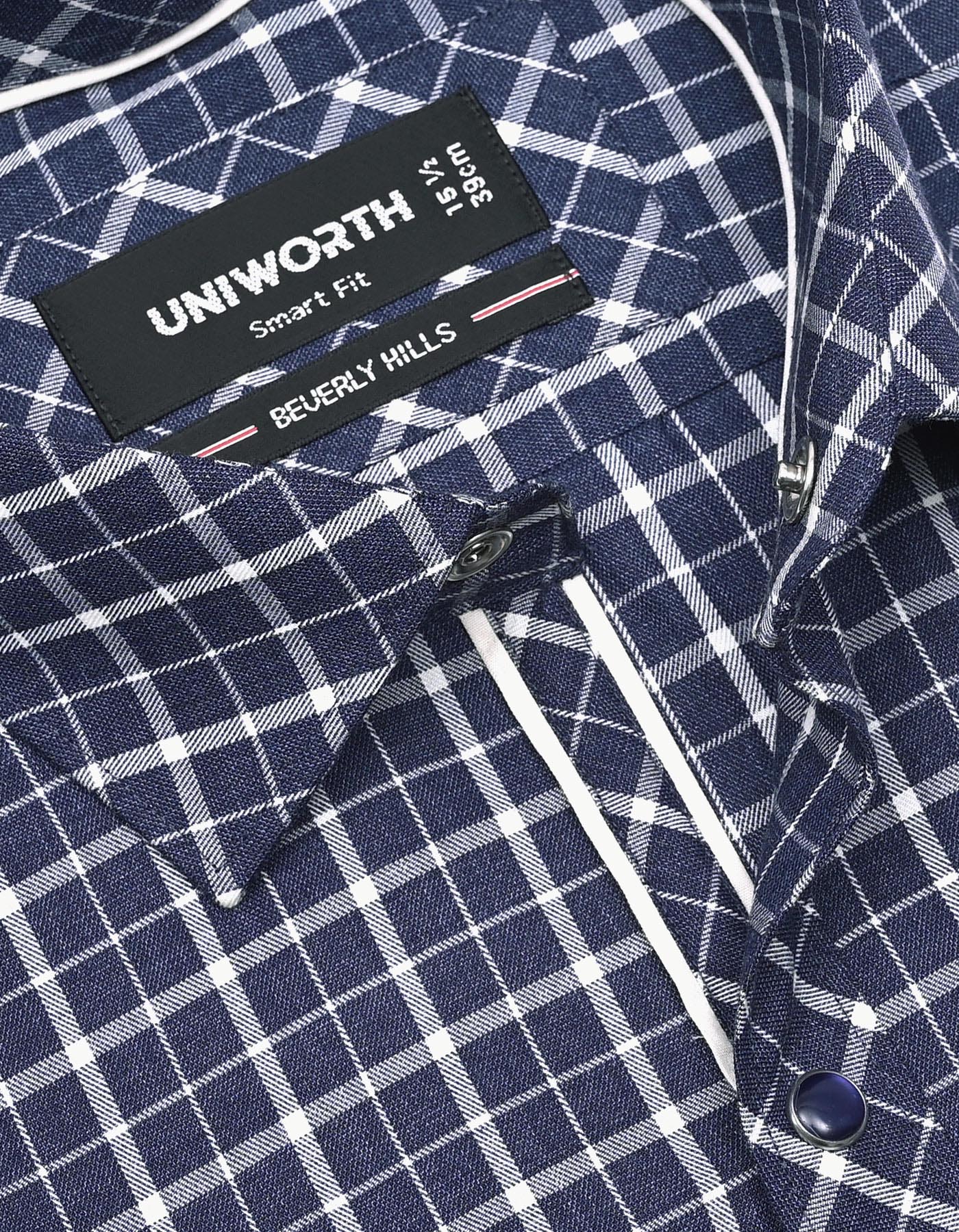 Check Navy Tailored Smart Fit Shirt FS1146SF-15