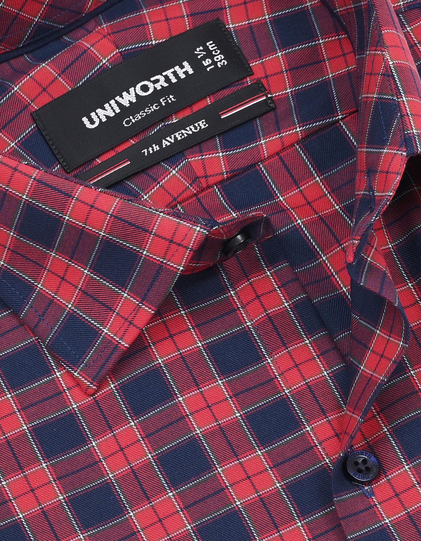 Check Red Classic Fit Shirt FS1147RH-15
