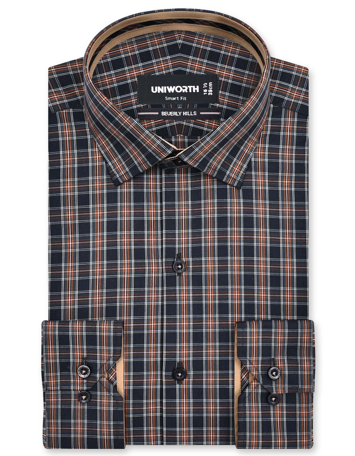 Check Brown Tailored Smart Fit Shirt FS1157SF-14.5