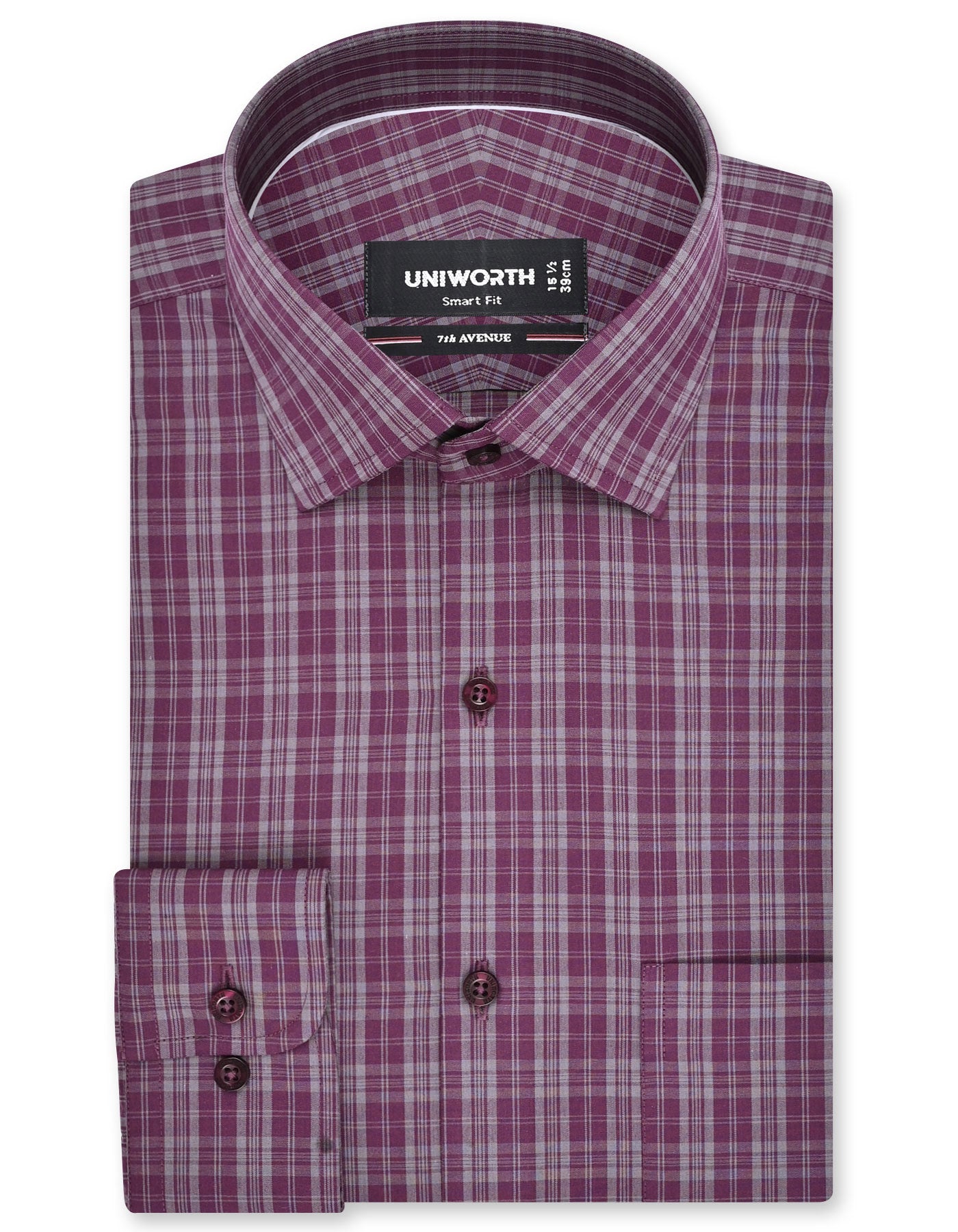 Check Maroon Tailored Smart Fit Shirt FS1160SF-14.5