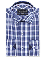 Check Navy Tailored Smart Fit Shirt FS1167SF-14.5