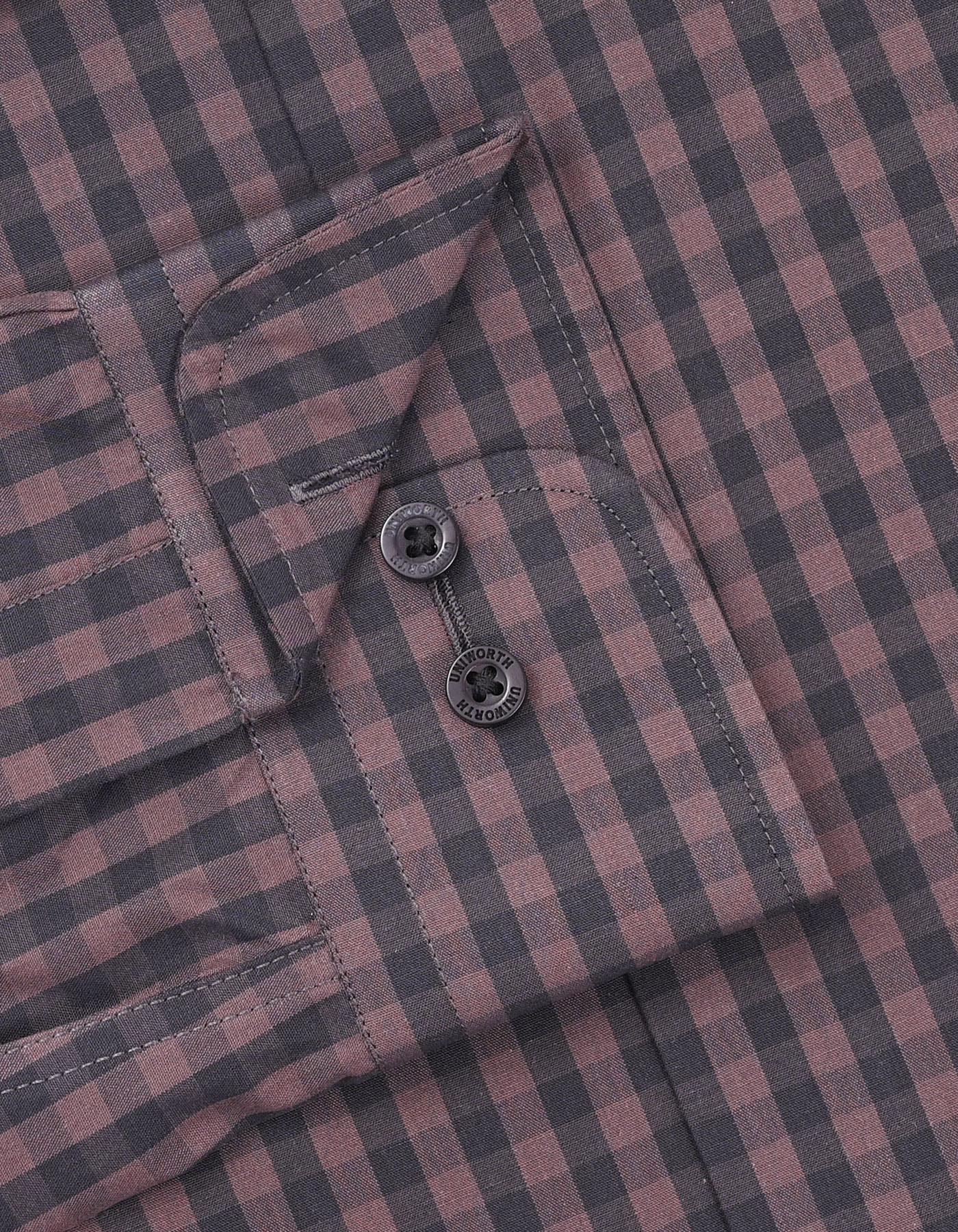 Check Brown Classic Fit Shirt FS1174-1RF-15.5