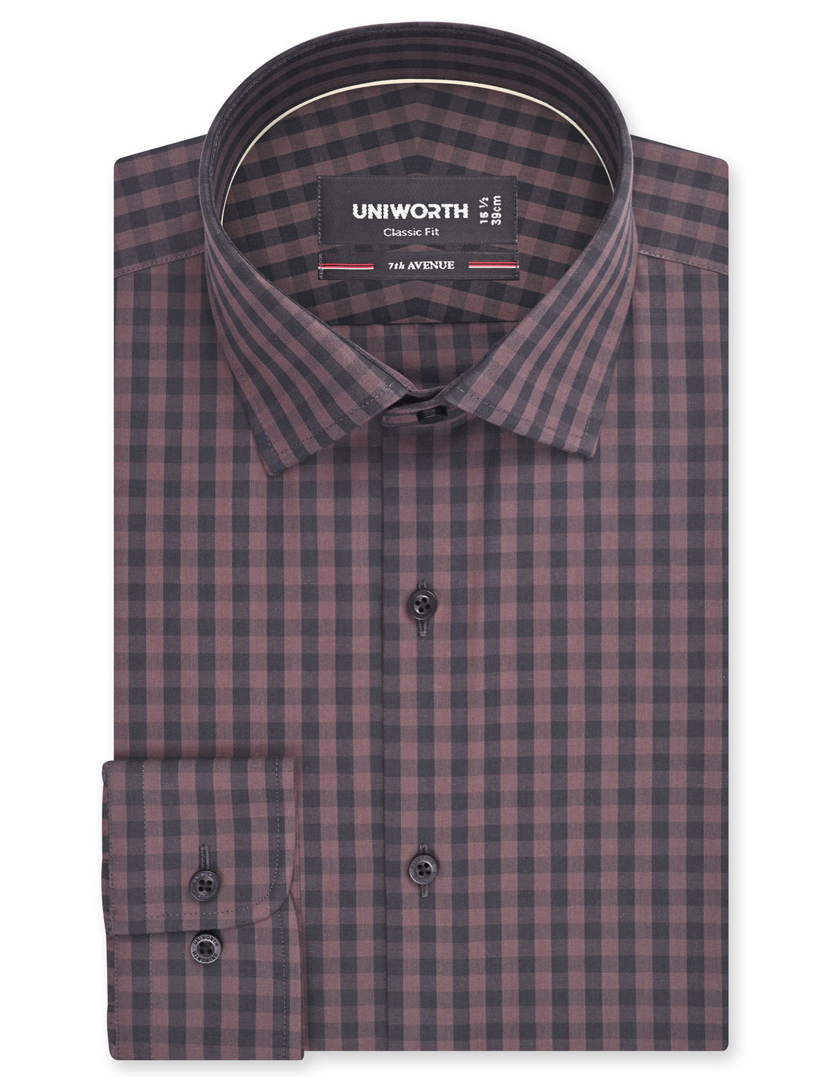 Check Brown Classic Fit Shirt FS1174-1RF-14.5