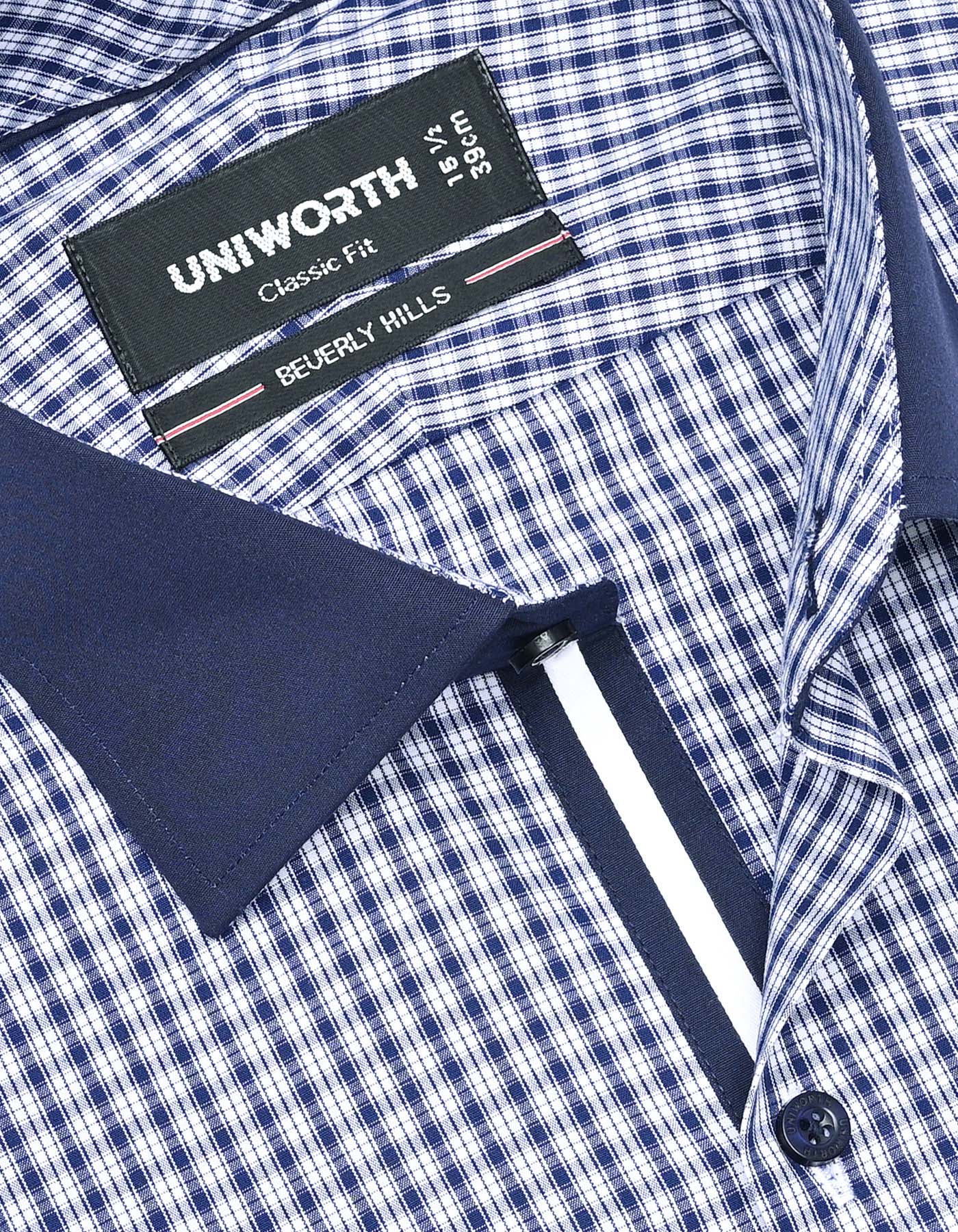 Check Navy Classic Fit Shirt FS1176RF-15