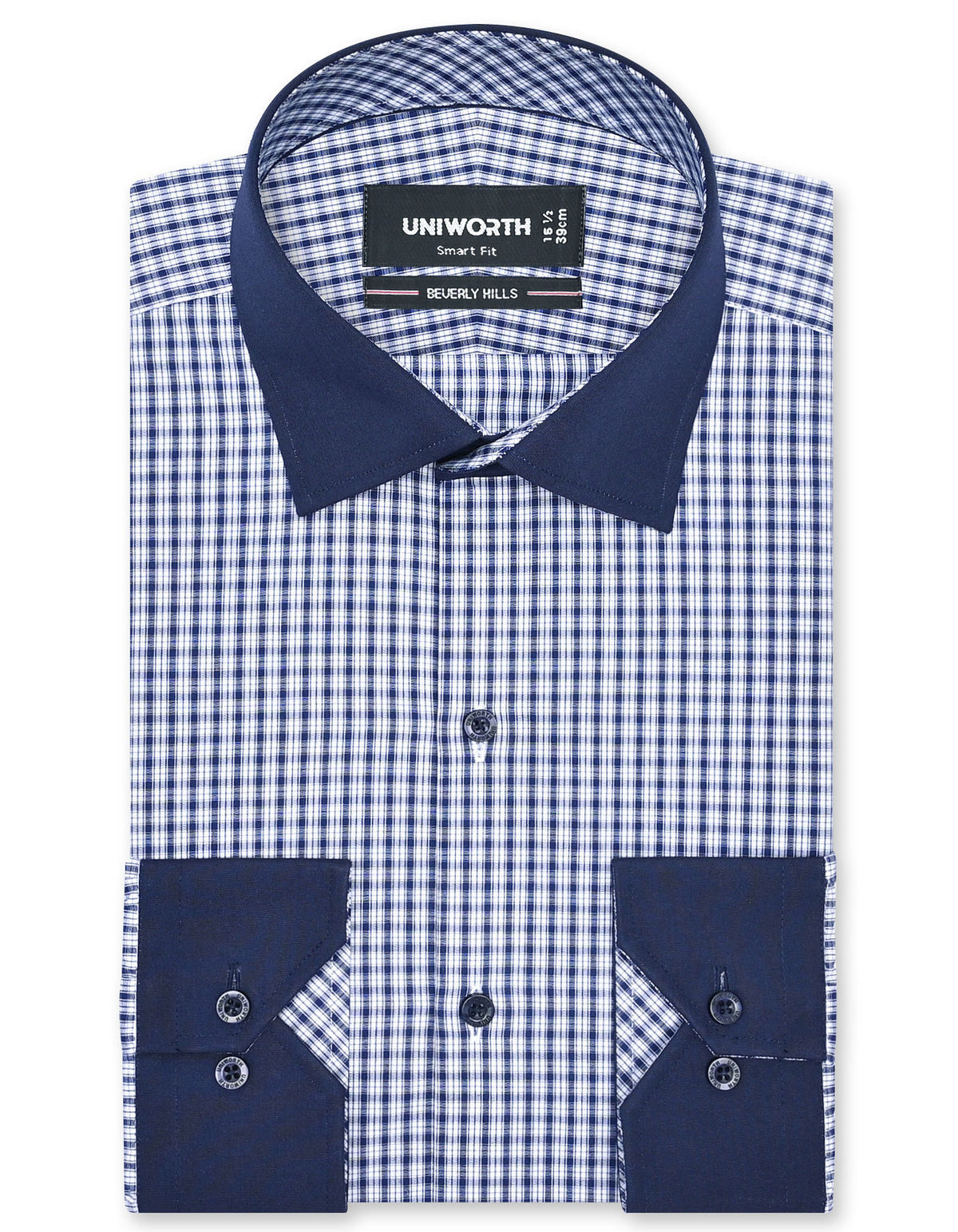 Check Navy Tailored Smart Fit Shirt FS1176SF-14.5