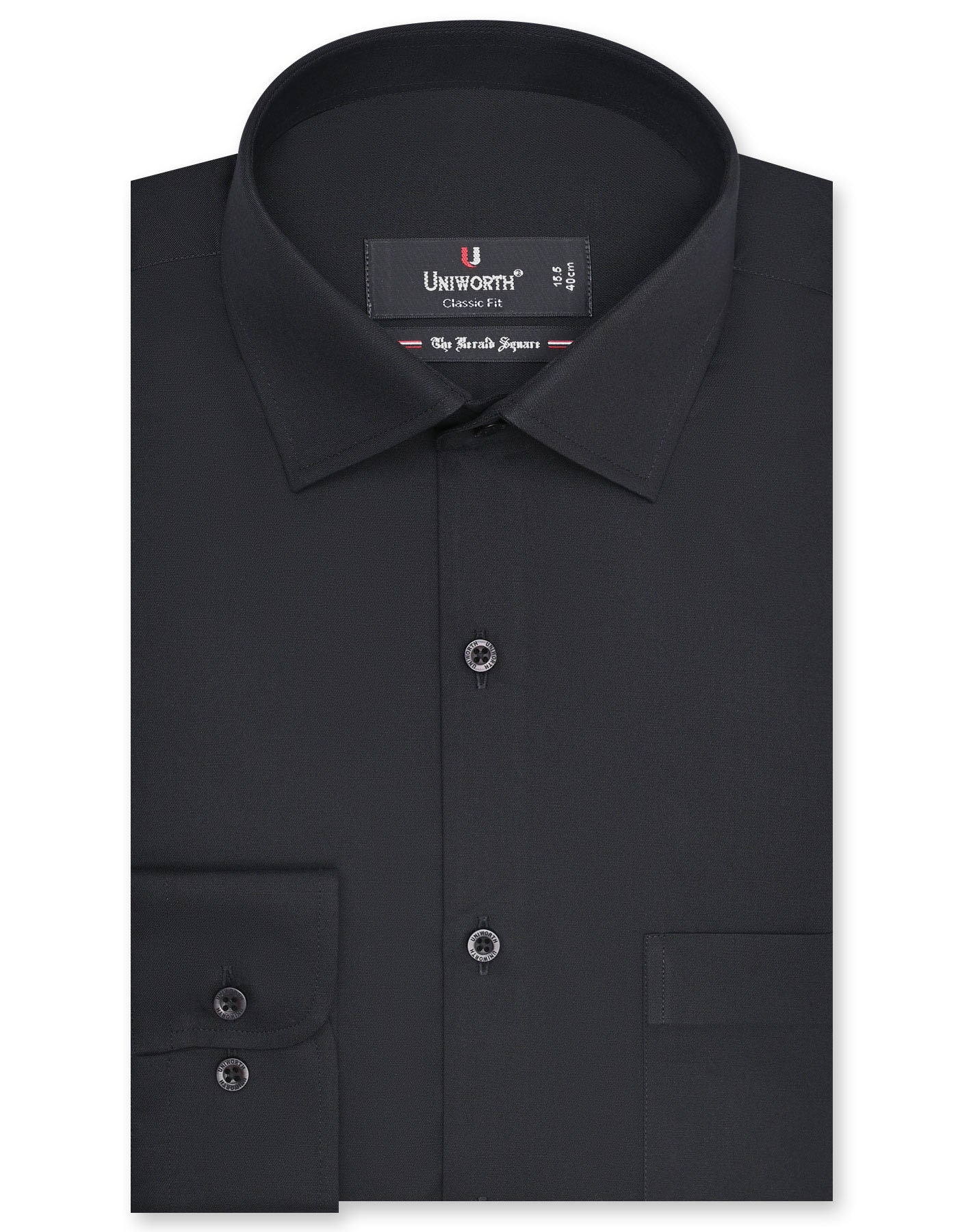 Plain Black Classic Fit Shirt FS1307-6RF-14.5