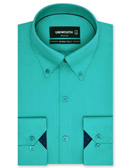 Plain Sea Green Tailored Smart Fit Shirt FS1334-2SF-14.5