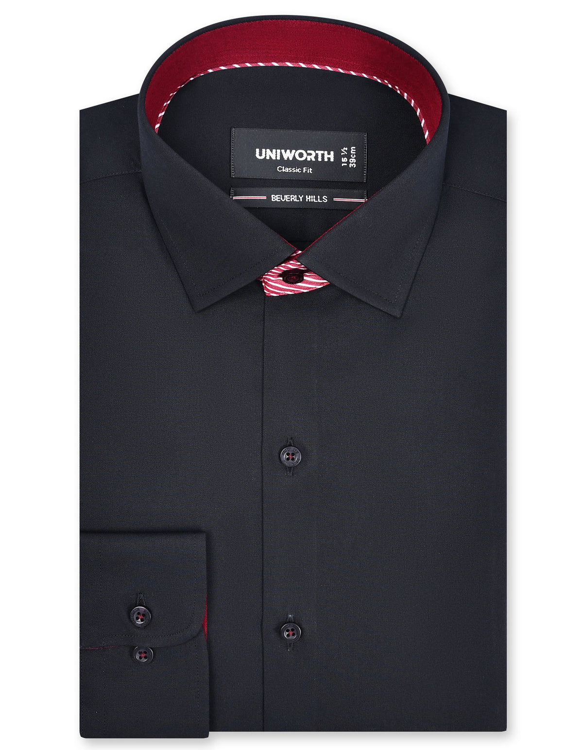 Plain Black Classic Fit Shirt FS1600-3RF-14.5