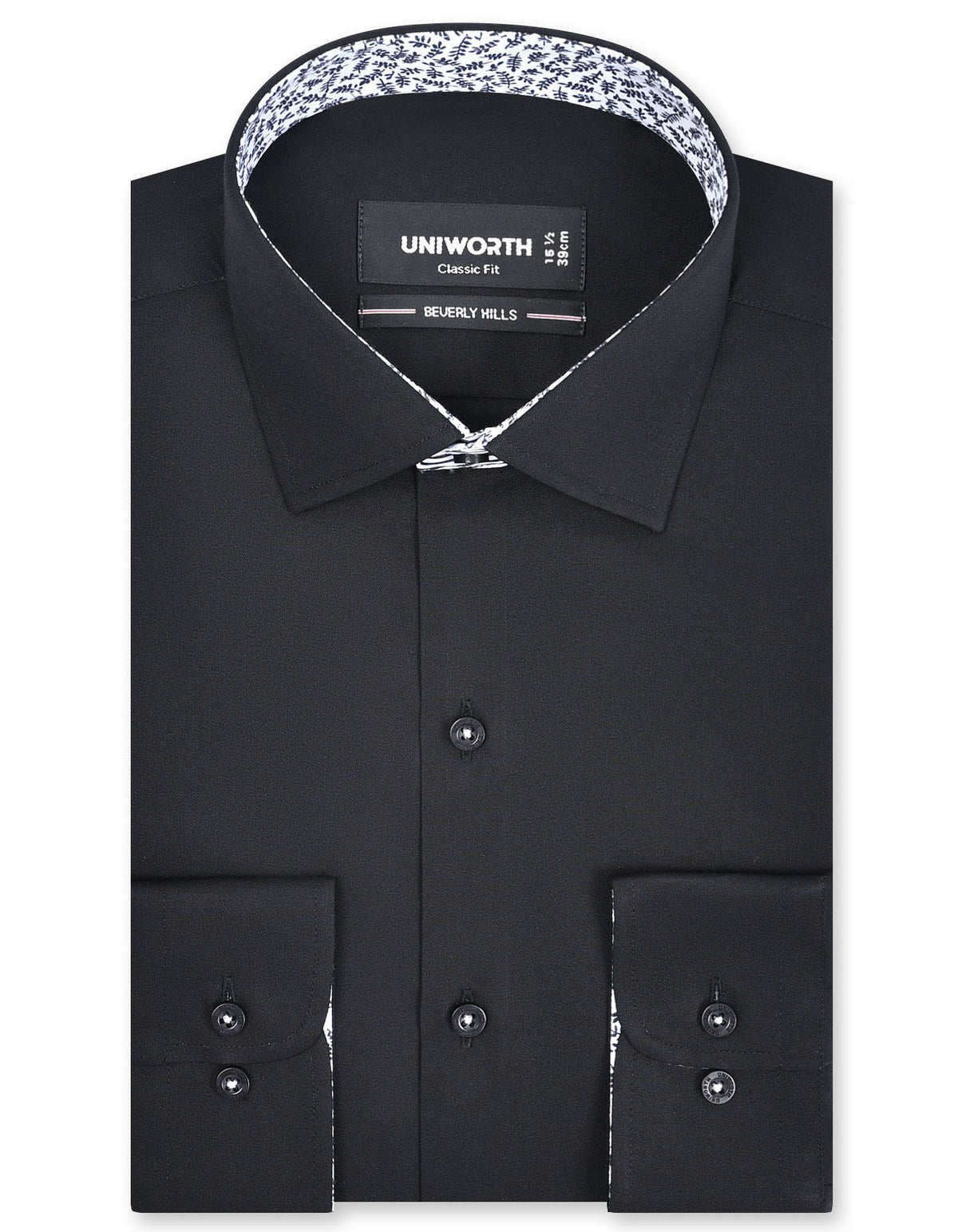 Plain Black Classic Fit Shirt FS1600-4RF-14.5