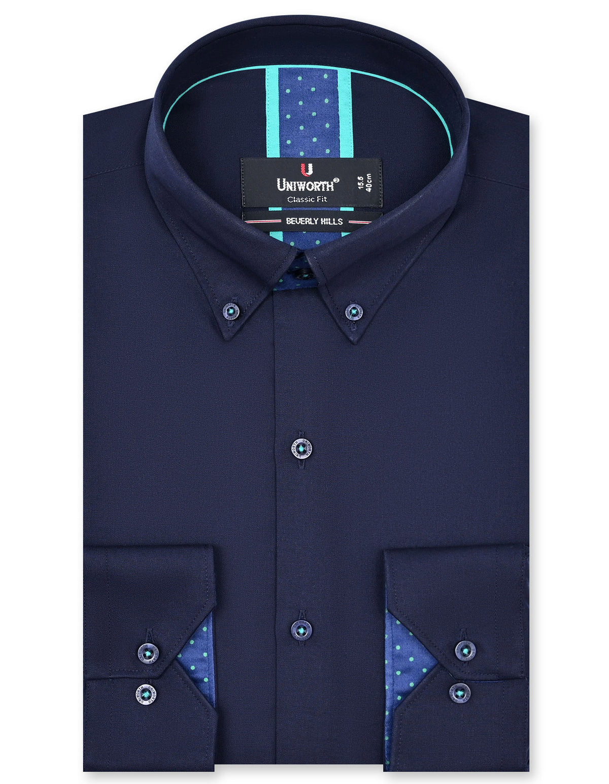 Plain Navy Classic Fit Shirt FS1601-1RF-14.5