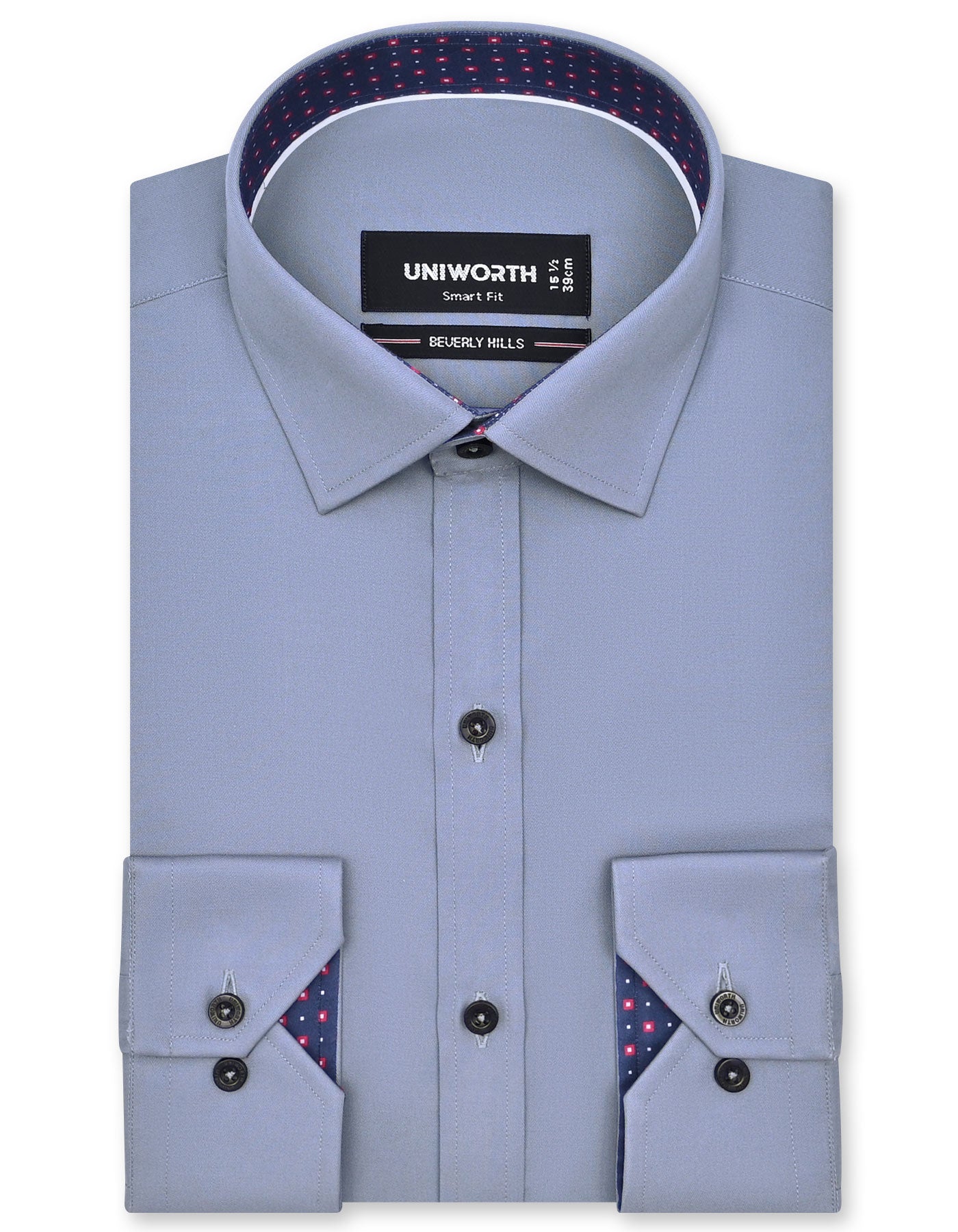 Plain L Grey Tailored Smart Fit Shirt FS1636SF-14.5