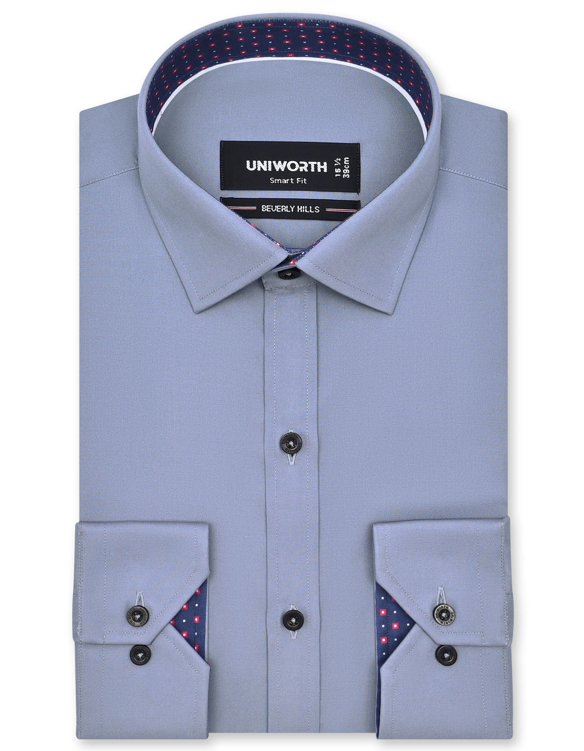 Plain L Grey Tailored Smart Fit Shirt FS1636SF-14.5