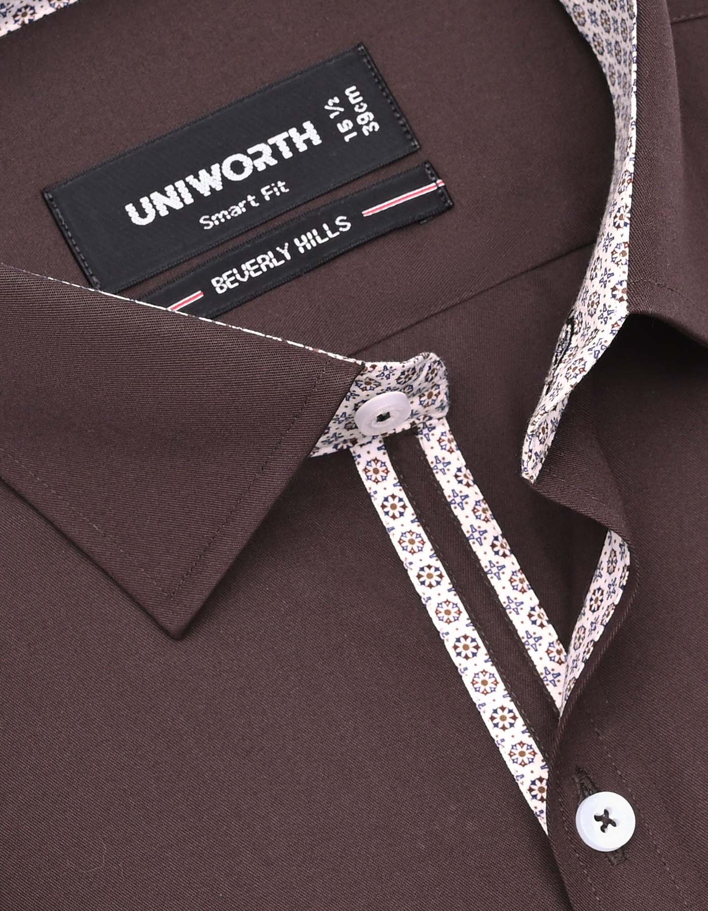 Plain Chocolate Tailored Smart Fit Shirt FS1652-1SF-15