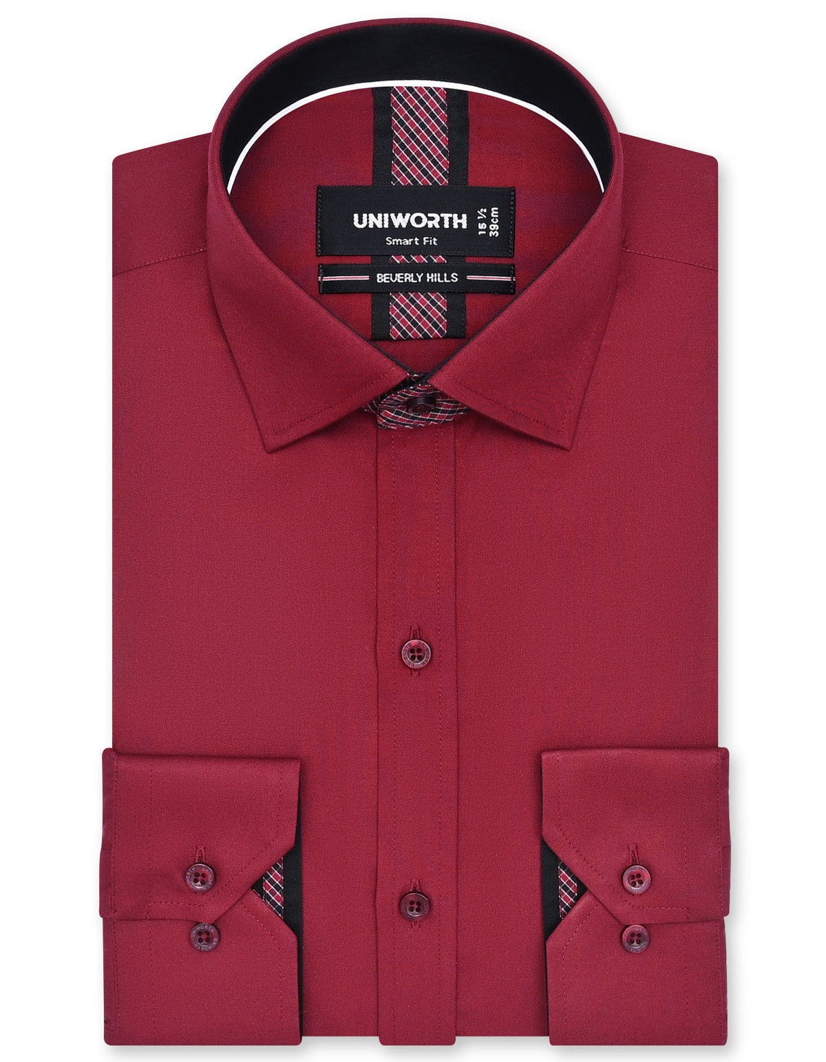 Plain Maroon Tailored Smart Fit Shirt FS1655-3SF-14.5