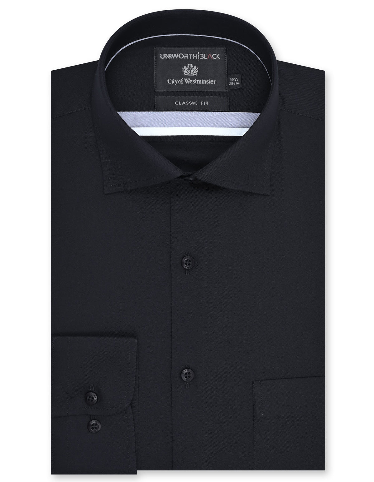 Plain Black Classic Fit Shirt FS2173-4RF-14.5