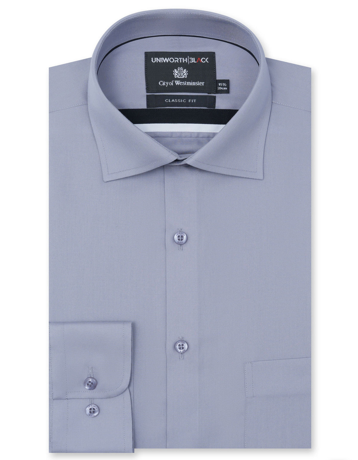 Plain Grey Classic Fit Shirt FS2176-7RF-14.5
