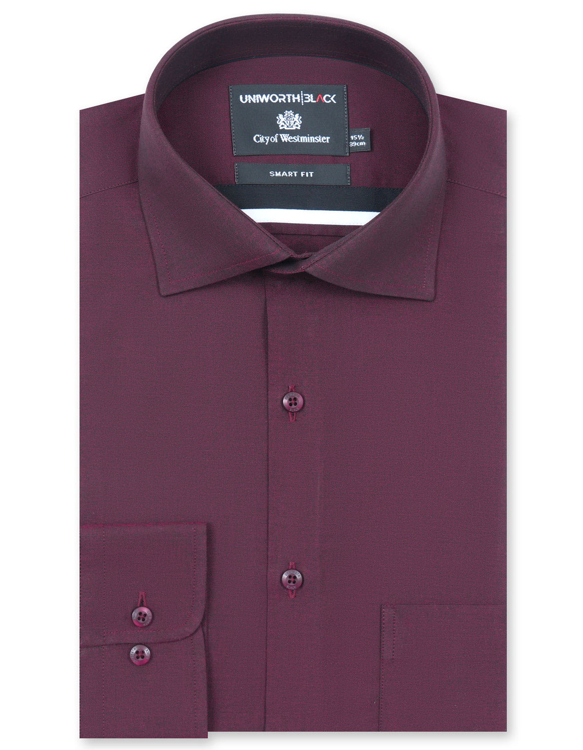 Plain Maroon Tailored Smart Fit Shirt FS2337-1SF-14.5