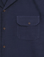 Navy Plain Classic Fit Cuban Collar Shirt