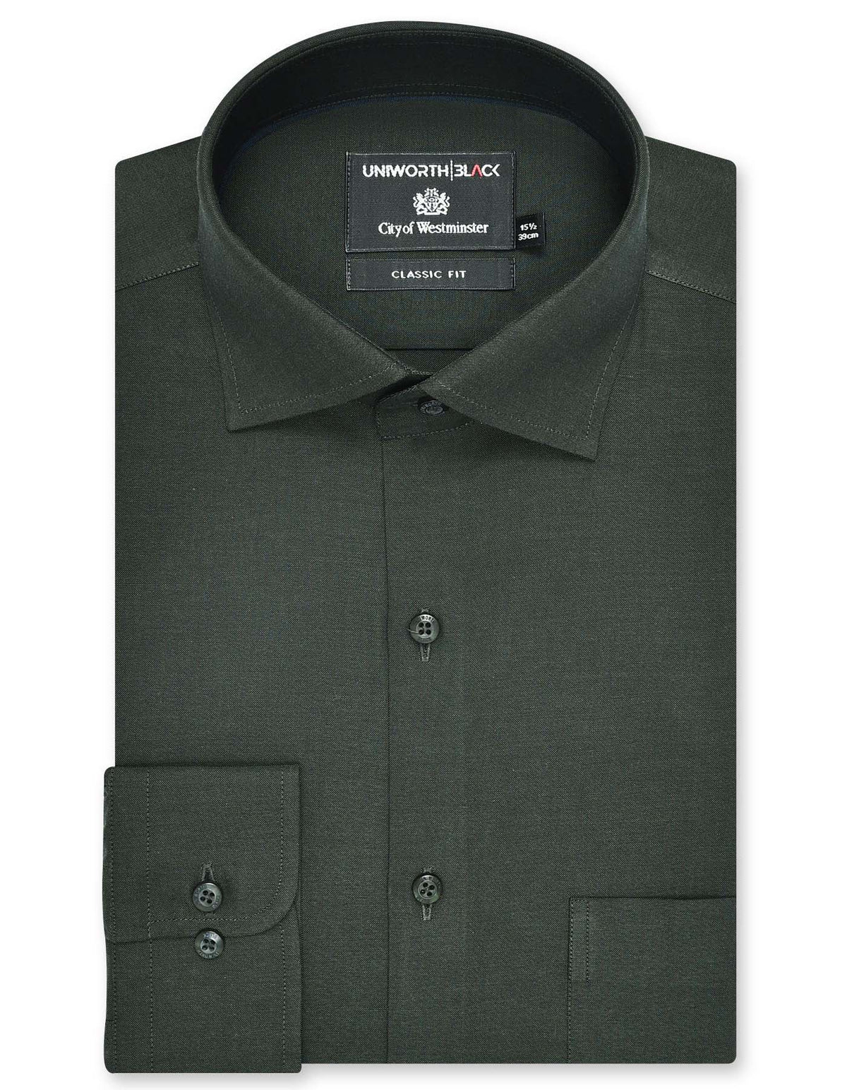 Plain D Green Classic Fit Shirt FS2383-1RF-14.5