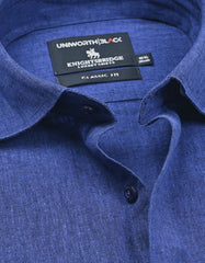 Navy Plain Classic Fit Linen Shirt