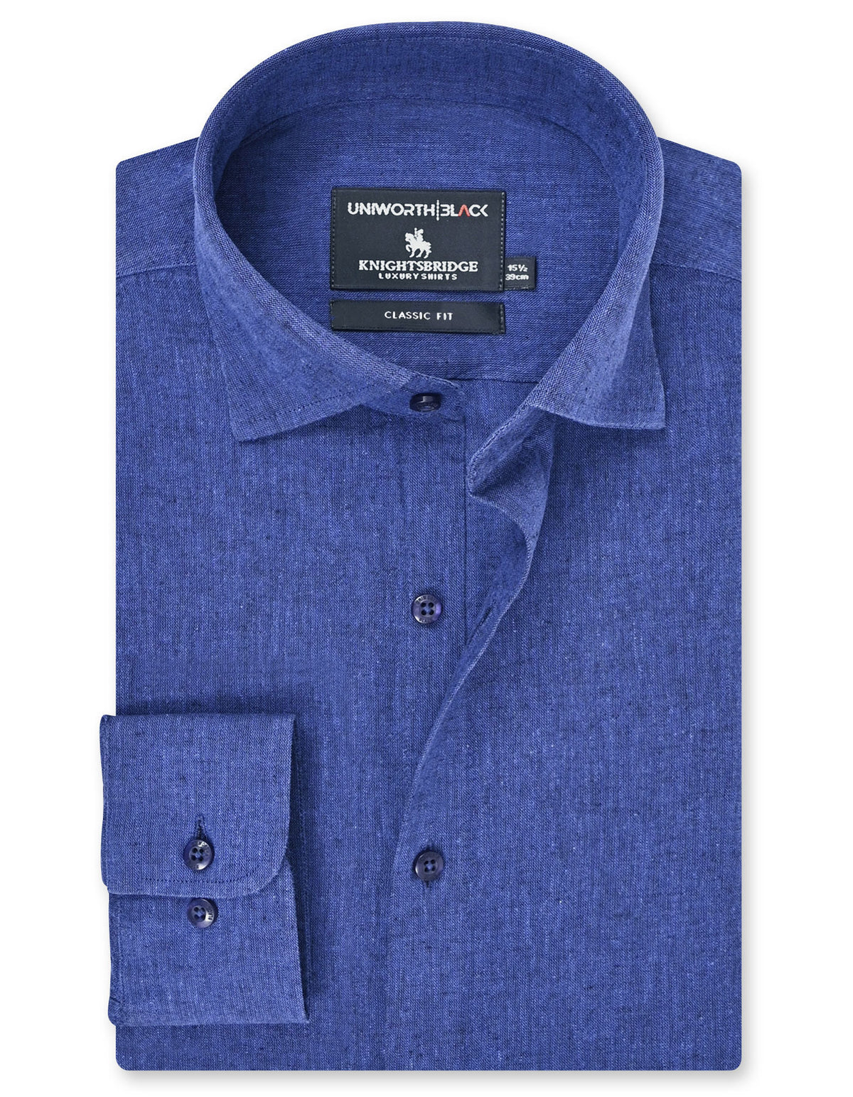 Navy Plain Classic Fit Linen Shirt