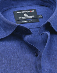Navy Plain Tailored Smart Fit Linen Shirt