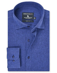 Navy Plain Tailored Smart Fit Linen Shirt