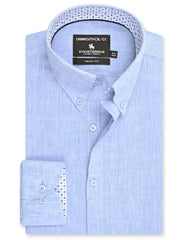 Sky Plain Tailored Smart Fit Linen Shirt