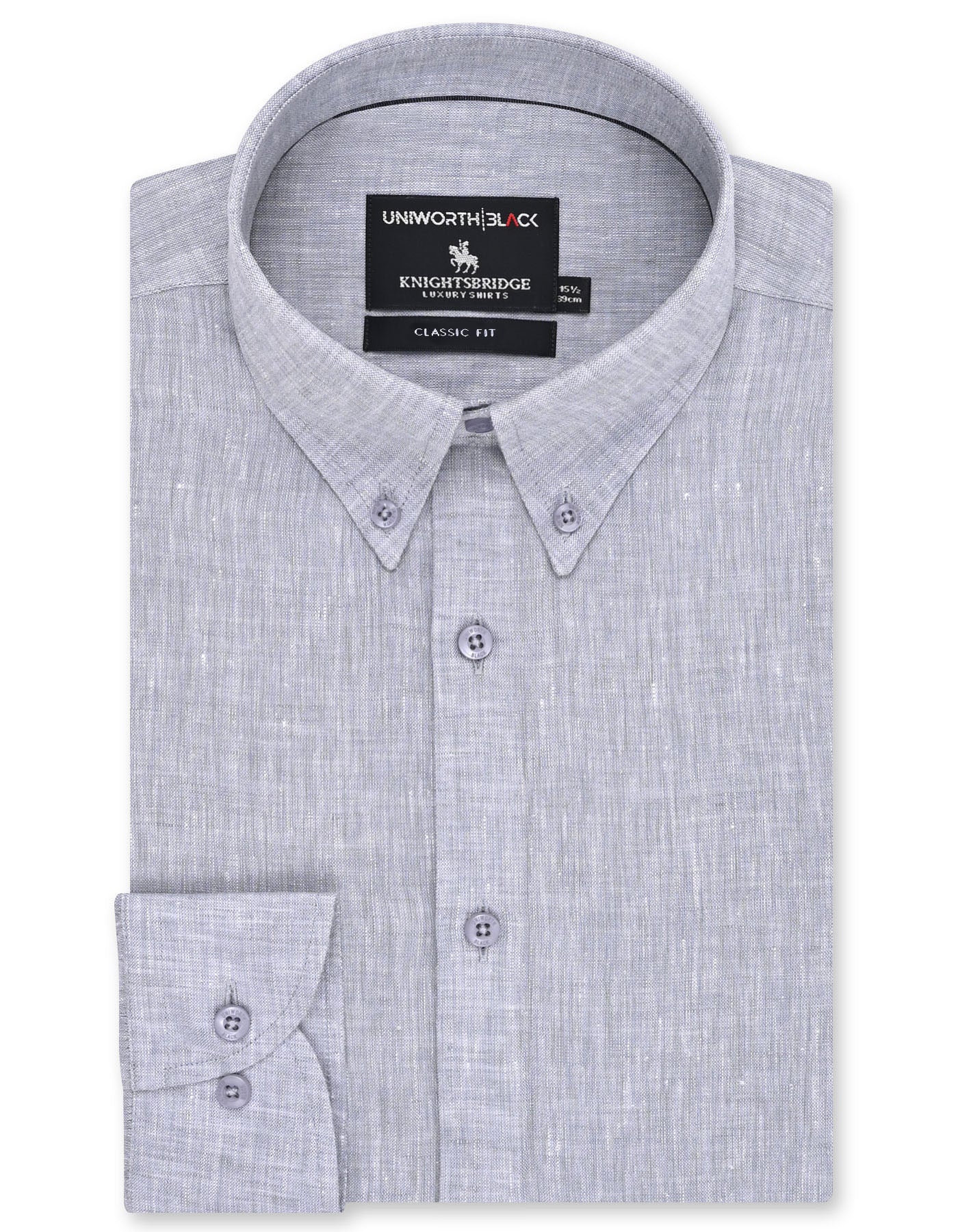 Plain L Grey Classic Fit Shirt FS2416-3RF-14.5