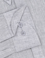 L Grey Plain Tailored Smart Fit Linen Shirt