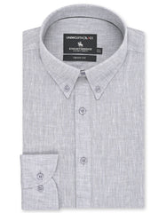 L Grey Plain Tailored Smart Fit Linen Shirt