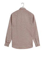 L Brown Plain Classic Fit Linen Shirt