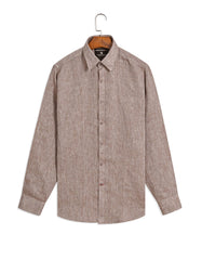 L Brown Plain Tailored Smart Fit Linen Shirt