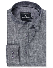 Charcoal Plain Classic Fit Linen Shirt