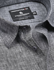 Charcoal Plain Tailored Smart Fit Linen Shirt