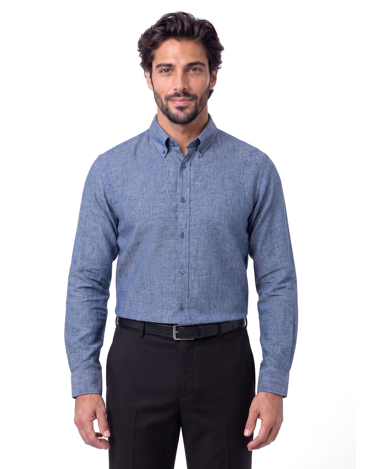 Ash Grey Plain Classic Fit Linen Shirt