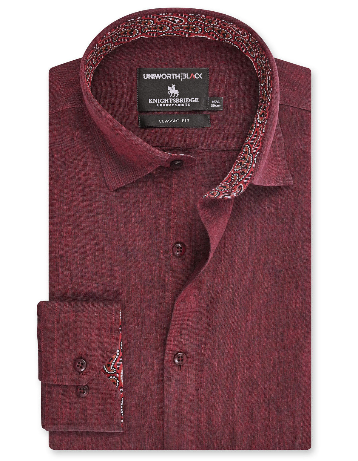 Maroon Plain Classic Fit Linen Shirt