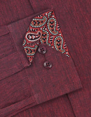 Maroon Plain Tailored Smart Fit Linen Shirt