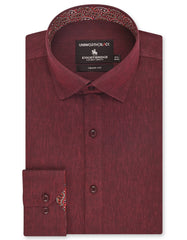 Maroon Plain Tailored Smart Fit Linen Shirt